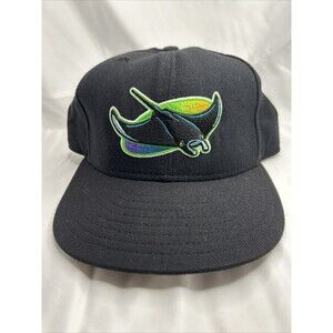 Tampa Bay Devil Rays Hat New Era Fitted 7 3/8 Cap Black Baseball Hat USA VTG